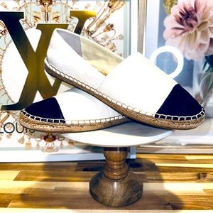 Tory Burch Bendon Color Block Espadrilles, ivory/black, Size 9